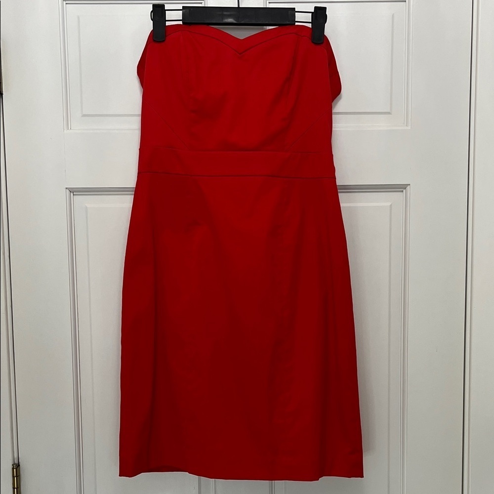H&M Cherry Red Satin Strapless Mini Dress w/ Sweetheart Neckline - Size 8